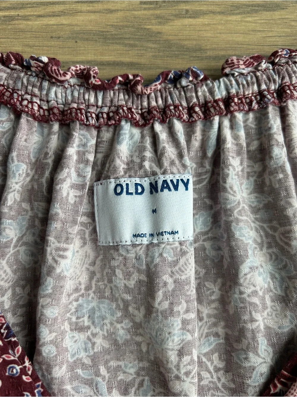 Old Navy Burgundy Floral V-Neck Long Sleeve Blouse